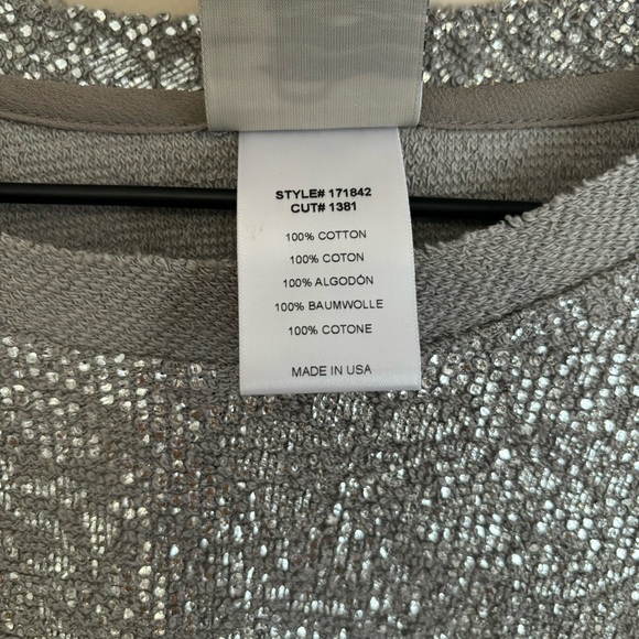 NWT Anthropologie Dan Left Coast Silver Metallic Shine Crewneck Sweatshirt Top M - Picture 4 of 8